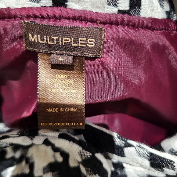 Multiples Brand - Black and White Houndstooth Pea Coat, Size L - Picture 4 of 9